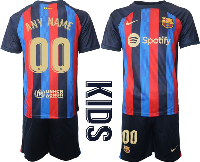 Cheap Youth 2022-2023 Club Barcelona home blue customized Soccer Jersey